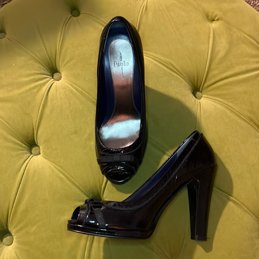 Paolo Brand Navy Peep Toe Heels